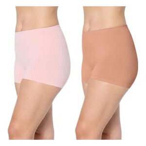Rhonda Shear Women's 2pk Seamless Lightweight Boyshort Sienna/Pink - Regular